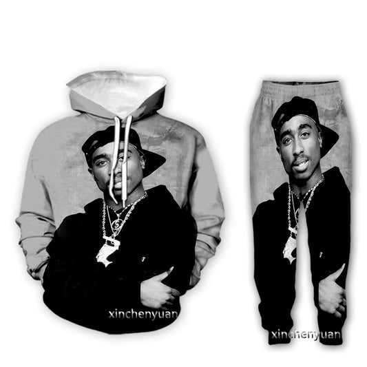 Men/Women Tupac 3D Printed Long Sleeve Sweatshirt Hoodies Sport Long Pants