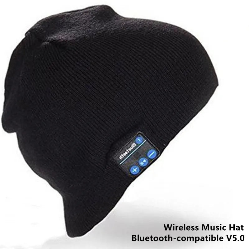 Wireless Bluetooth-compatible Beanie Knit Headset Hands-free Speaker Mic Music Smart Cap