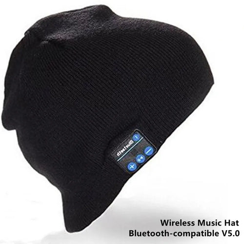Wireless Bluetooth-compatible Beanie Knit Headset Hands-free Speaker Mic Music Smart Cap