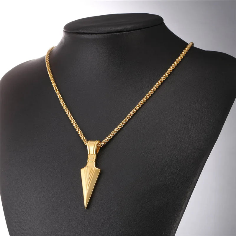 Spear Pendants Stainless Steel Retro Necklace Men Jewelry