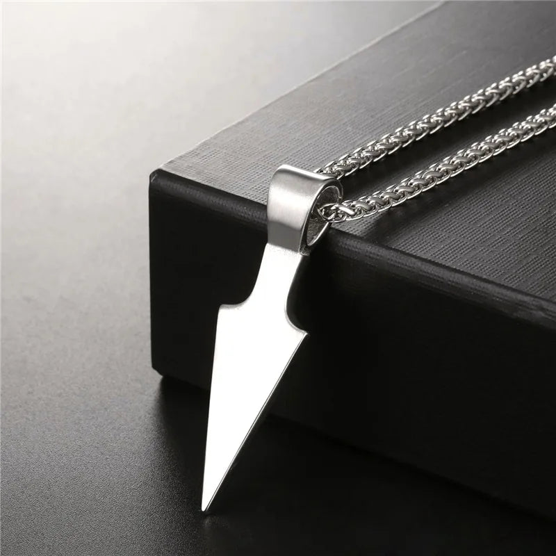 Spear Pendants Stainless Steel Retro Necklace Men Jewelry