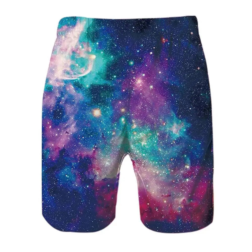 Colorful Smoke/Galaxy 3D Printed Men's Mesh Lining Breathable Beach Trunks