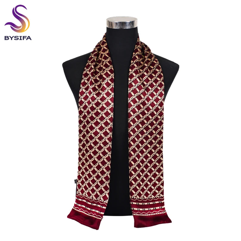100% Printed Long Scarves Men Pure Silk Scarf160*26cm