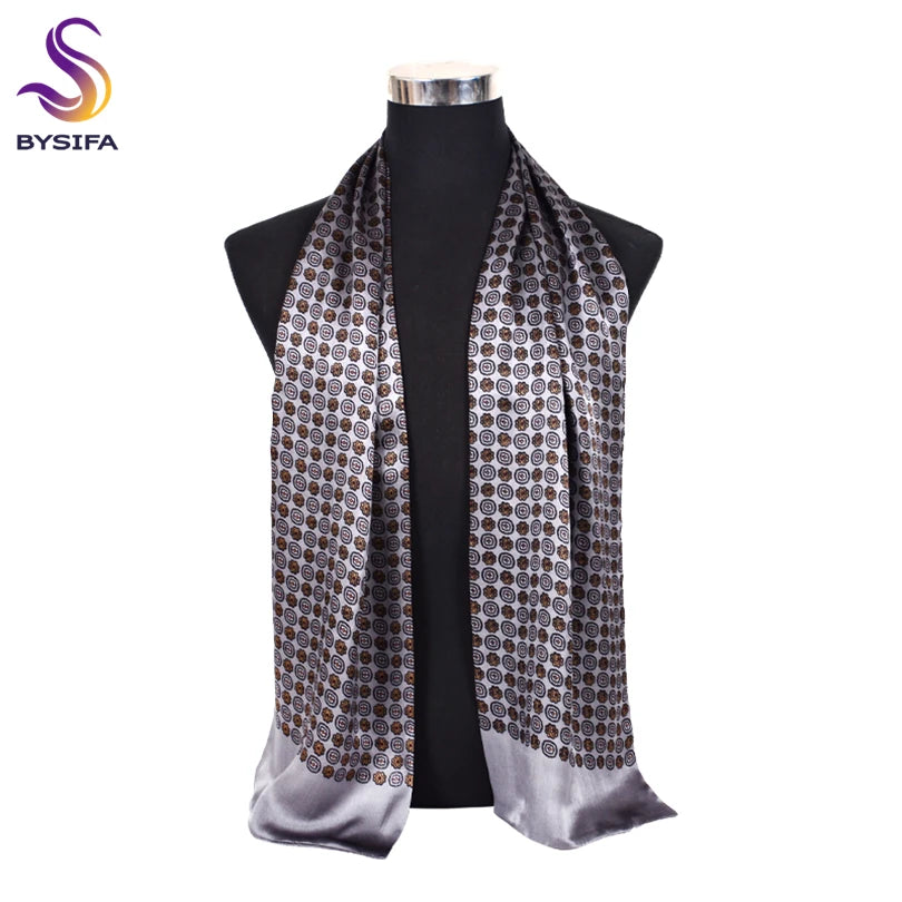 100% Printed Long Scarves Men Pure Silk Scarf160*26cm
