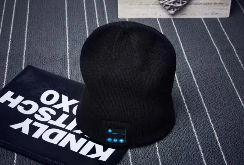 Wireless Bluetooth-compatible Beanie Knit Headset Hands-free Speaker Mic Music Smart Cap