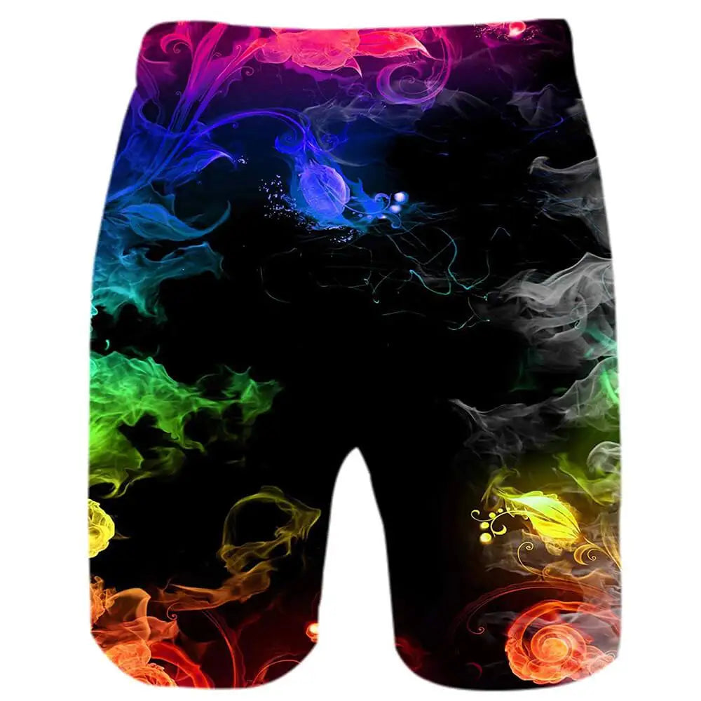 Colorful Smoke/Galaxy 3D Printed Men's Mesh Lining Breathable Beach Trunks