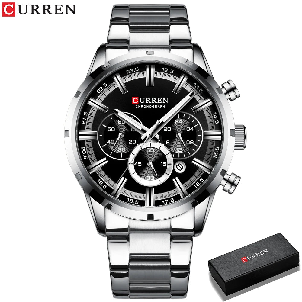 Men's Stainless Steel Band Date Waterproof Luxuries Wrist Watches