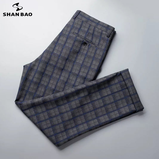 Classic Plaid Suit Pants Casual Men's Loose Pants