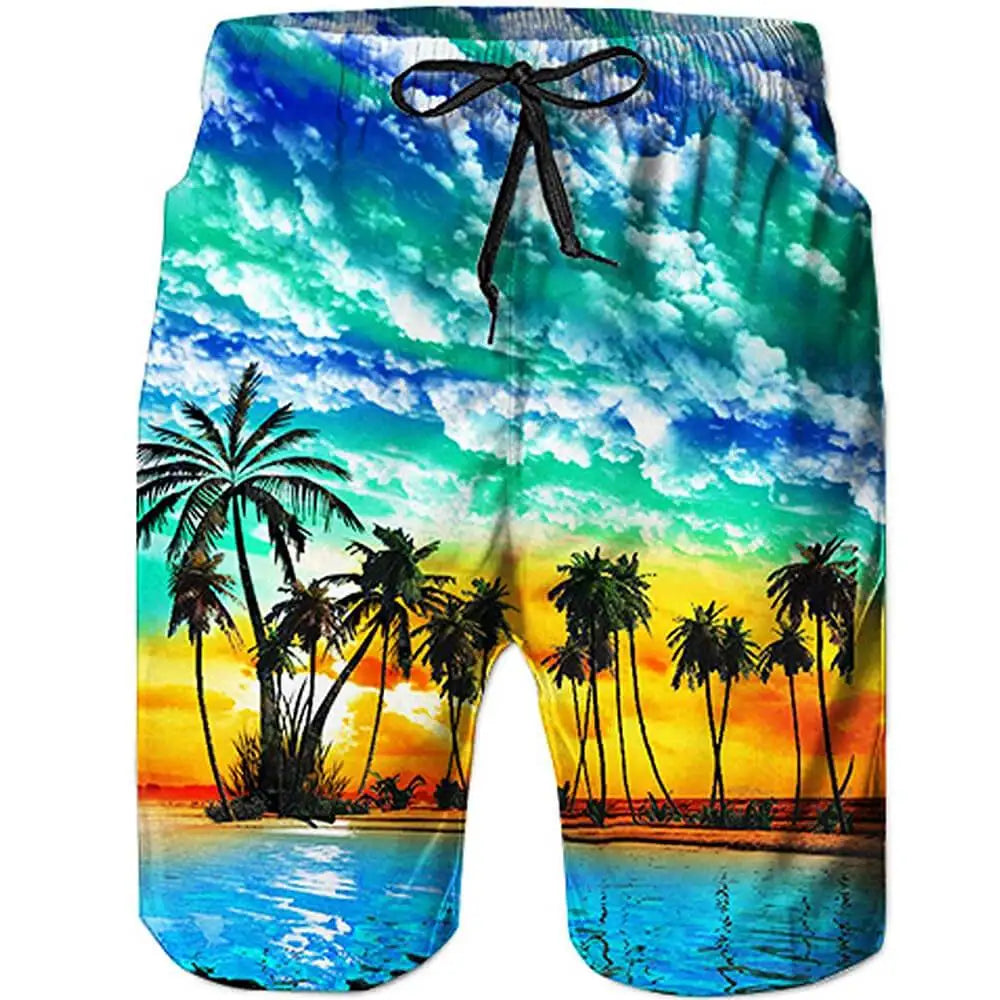 Colorful Smoke/Galaxy 3D Printed Men's Mesh Lining Breathable Beach Trunks