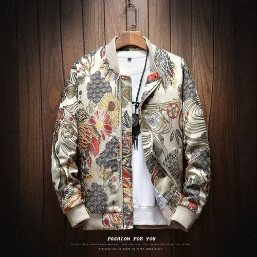 Bohemian style Embroidered Jacket Stand Collar Boutique plus Size Men's Jacket