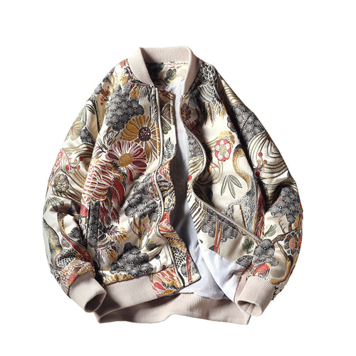 Bohemian style Embroidered Jacket Stand Collar Boutique plus Size Men's Jacket