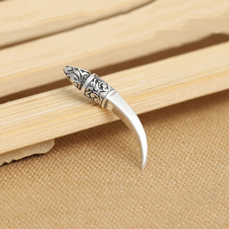 Wolf Tooth Charm Pendant 100% 925 Sterling Silver Pendant for Men