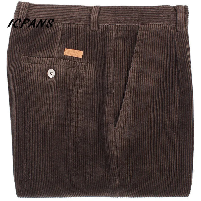 Corduroy Trousers Straight Thick Warm High Waist Men's Pants