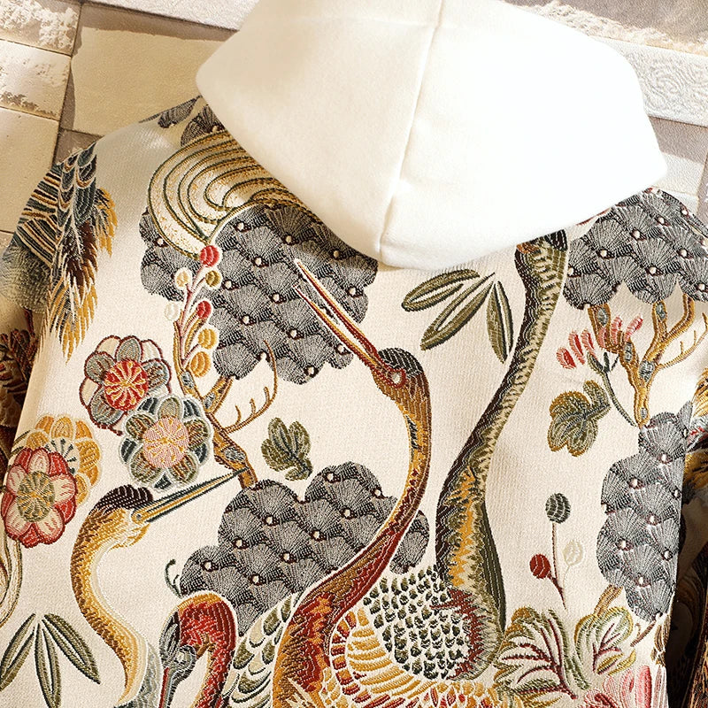 Bohemian style Embroidered Jacket Stand Collar Boutique plus Size Men's Jacket