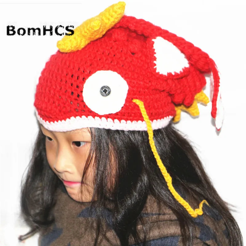 Color Goldfish Carp Beanie Handmade Knitted Winter Thick Cap