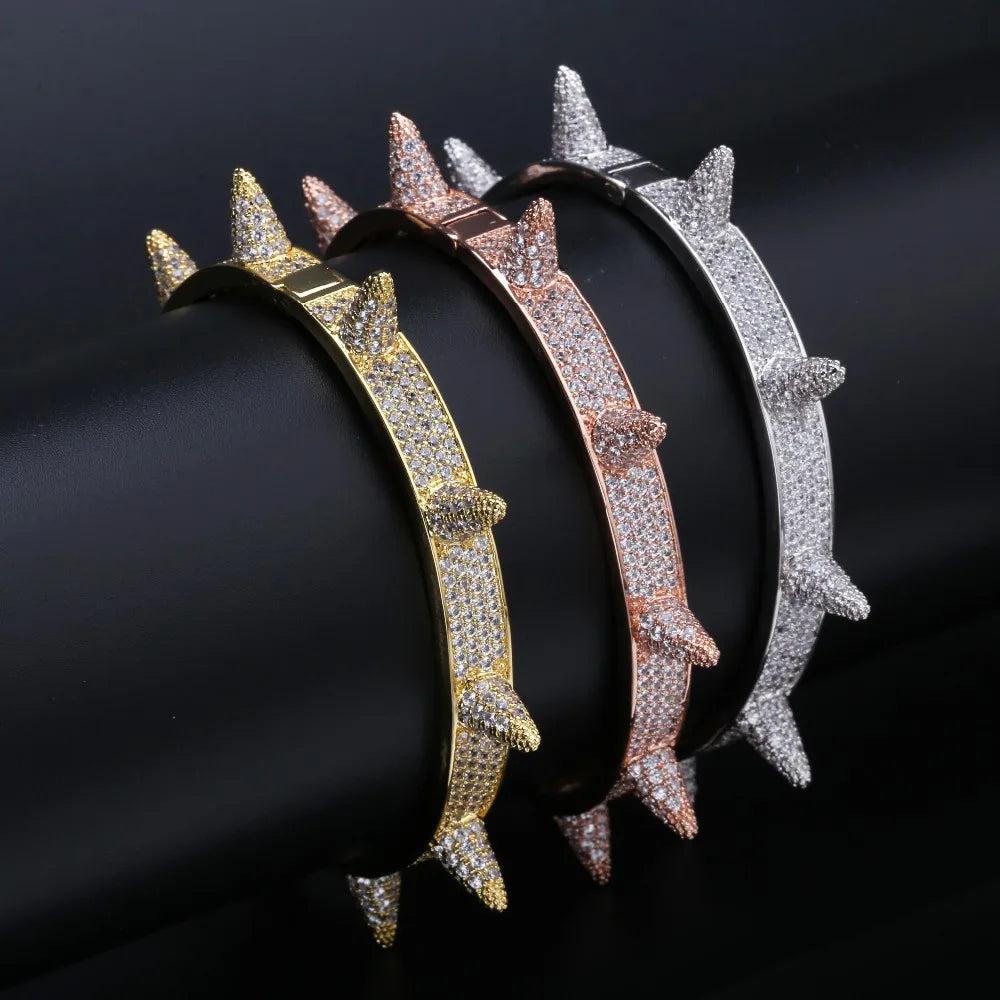 Spikes Rivet Stud Men's Bracelets Iced Out Hip Hop/Punk Jewelry