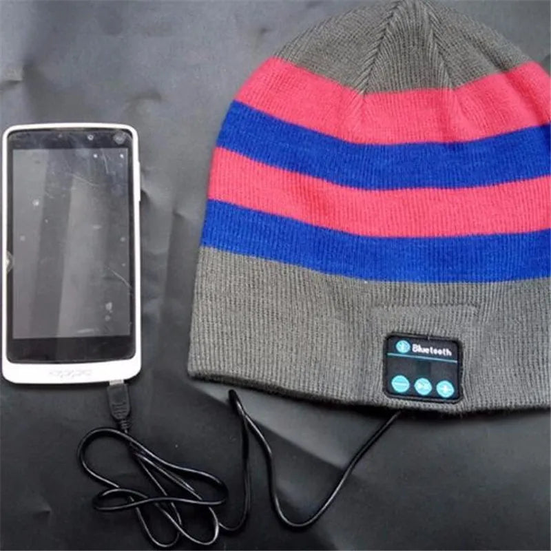 Wireless Bluetooth-compatible Beanie Knit Headset Hands-free Speaker Mic Music Smart Cap