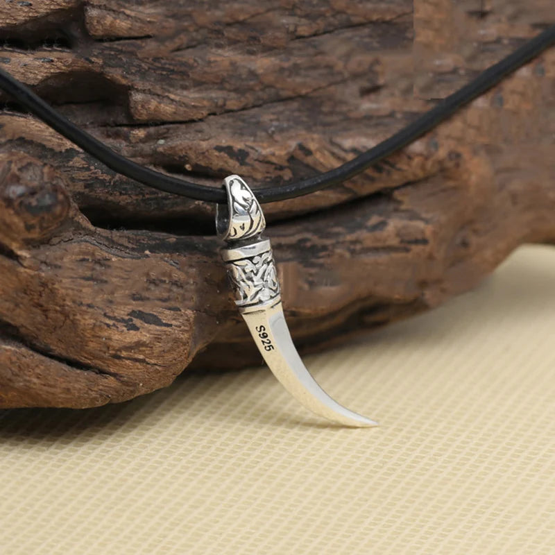 Wolf Tooth Charm Pendant 100% 925 Sterling Silver Pendant for Men