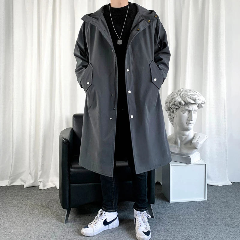 Men's Hooded Korean Streetwear Oversize Coats Streetwear Loose Jackets