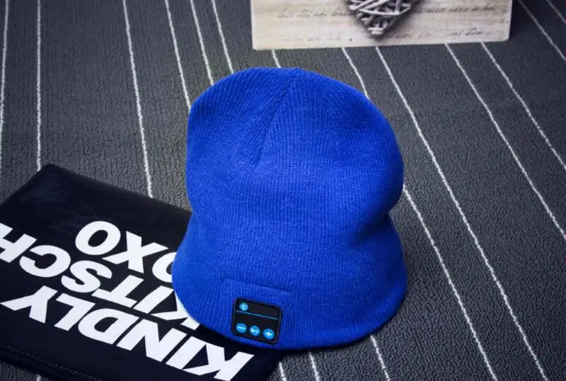 Wireless Bluetooth-compatible Beanie Knit Headset Hands-free Speaker Mic Music Smart Cap