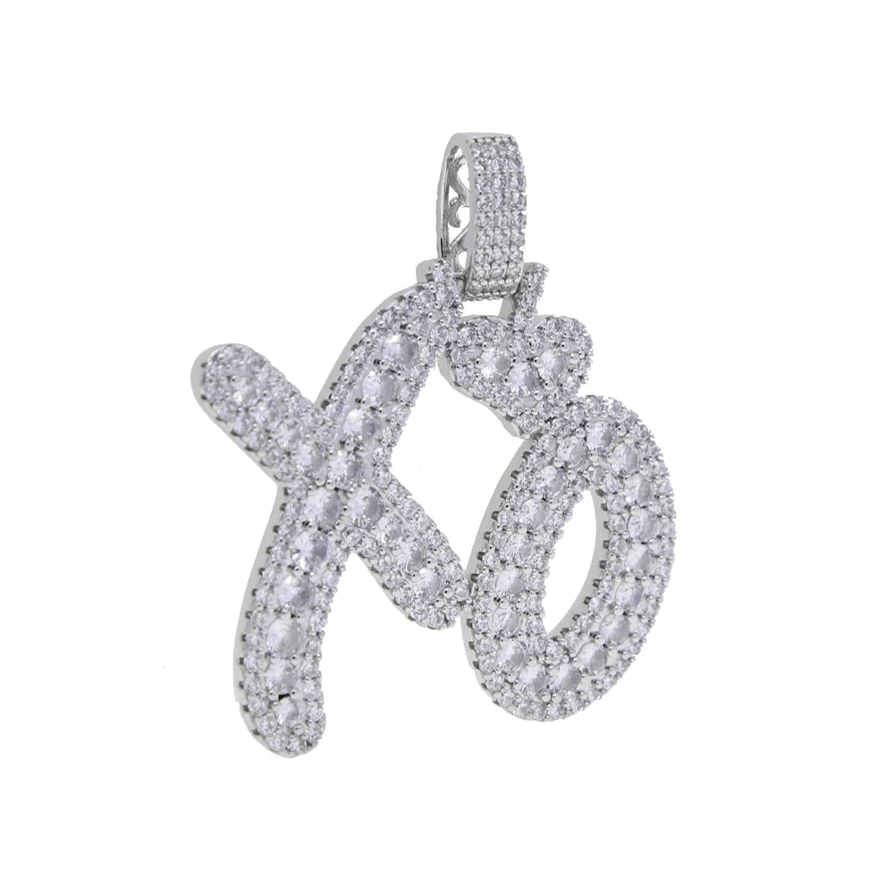 Iced Out Bling XO Pendant Necklace AAA Zircon Men Hip Hop Jewelry