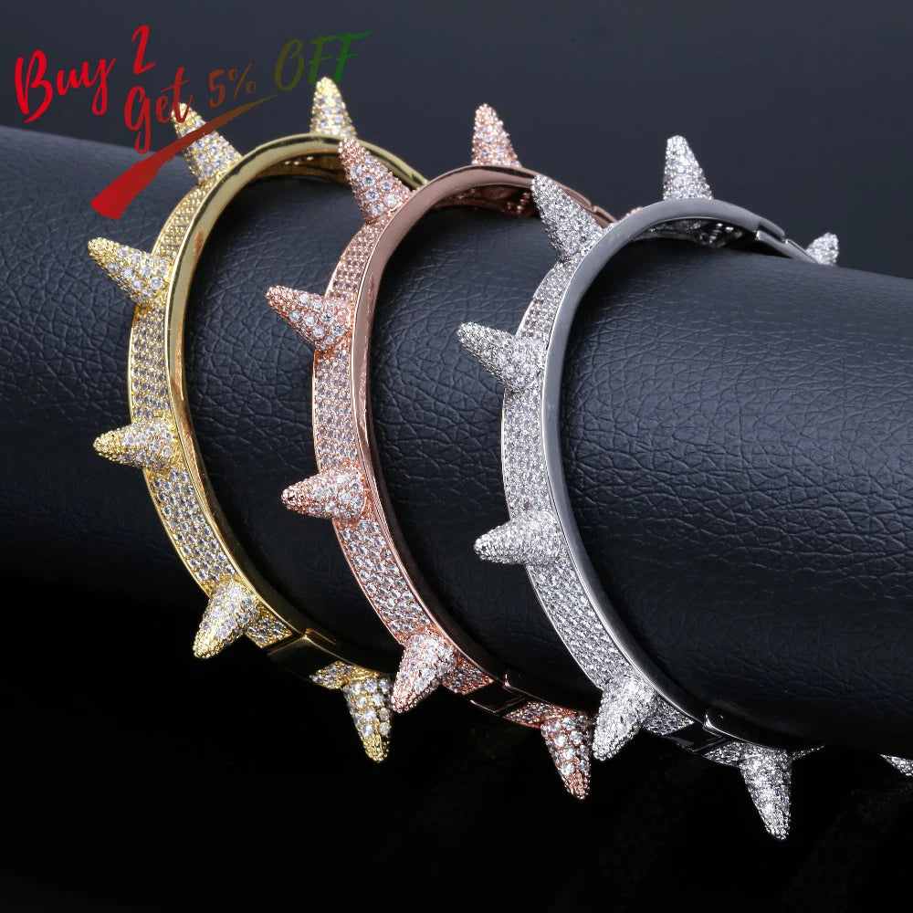 Spikes Rivet Stud Men's Bracelets Iced Out Hip Hop/Punk Jewelry