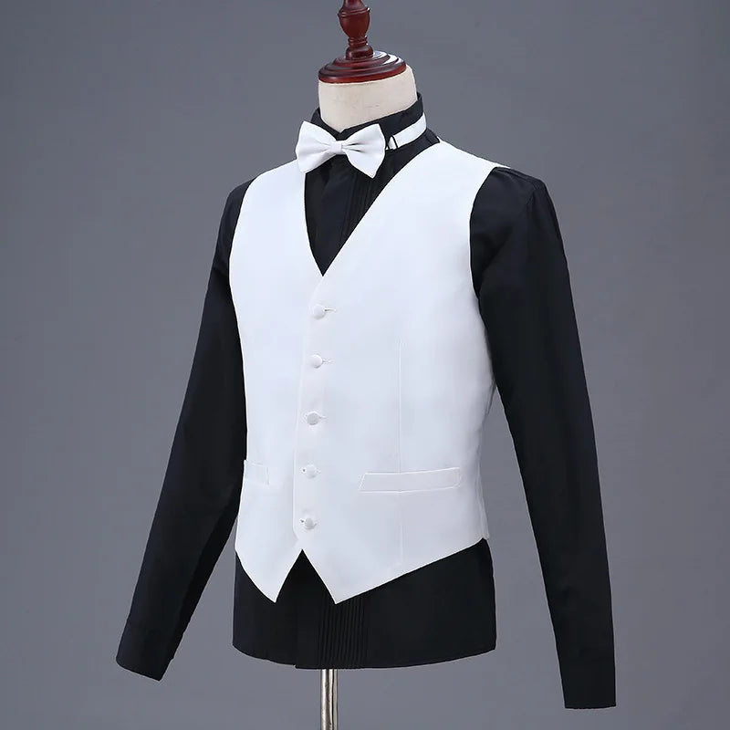 Men's Waistcoat Slim Fit Vest For Men U-Neck Retro Gentlemen Solid Gilet