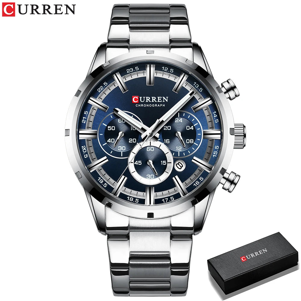 Men's Stainless Steel Band Date Waterproof Luxuries Wrist Watches