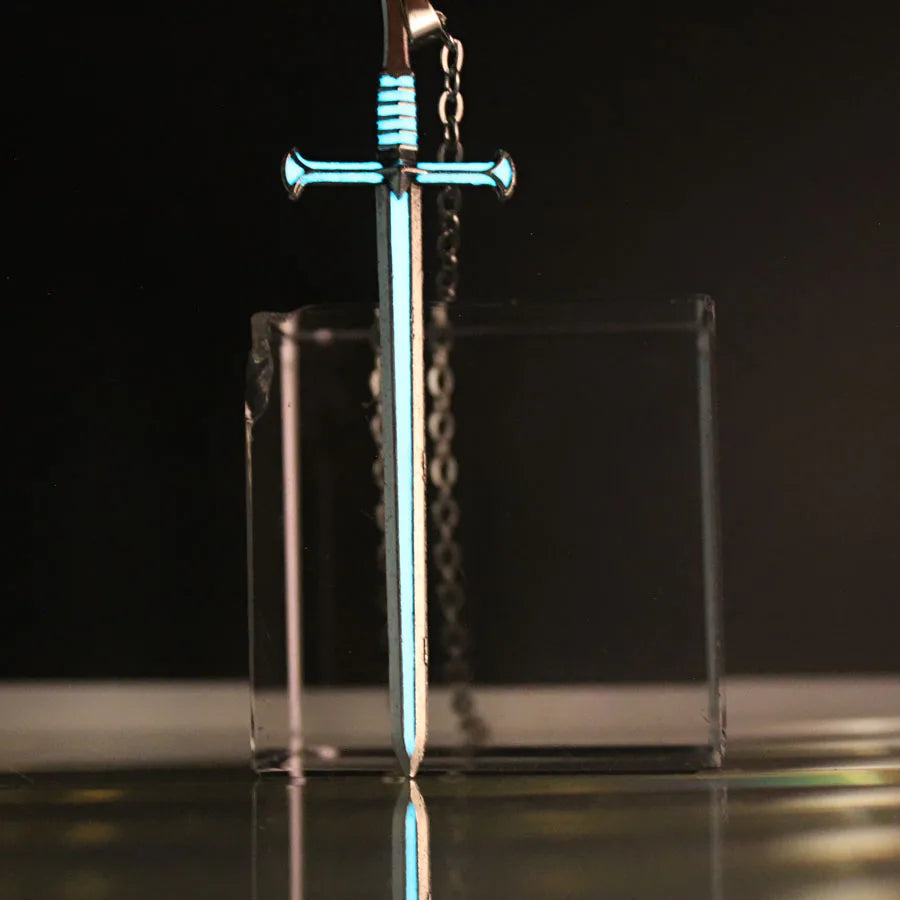 Unisex Necklace Cross Sword GLOW in the DARK Night Fluorescent pendant