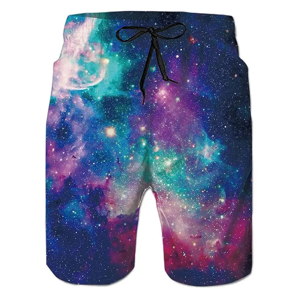 Colorful Smoke/Galaxy 3D Printed Men's Mesh Lining Breathable Beach Trunks