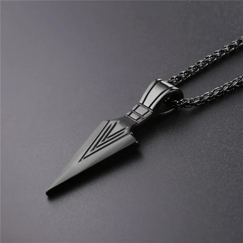 Spear Pendants Stainless Steel Retro Necklace Men Jewelry