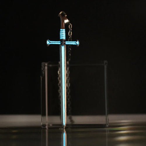 Unisex Necklace Cross Sword GLOW in the DARK Night Fluorescent pendant