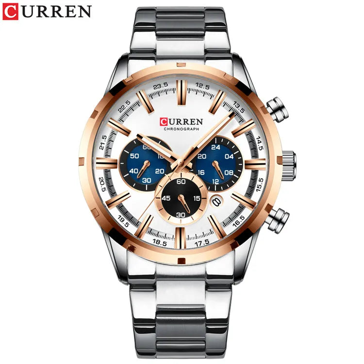 Men's Stainless Steel Band Date Waterproof Luxuries Wrist Watches