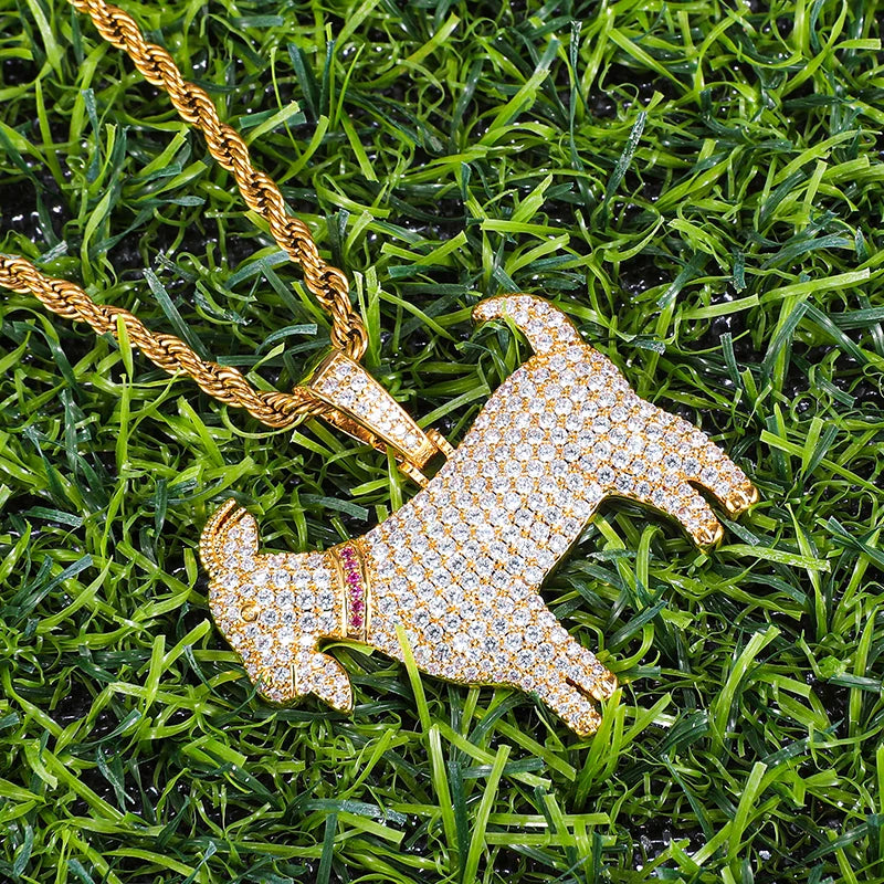 Hip Hop Cubic Zircon Goat Pendants For Men With Tennis Chain