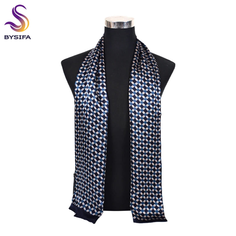 100% Printed Long Scarves Men Pure Silk Scarf160*26cm