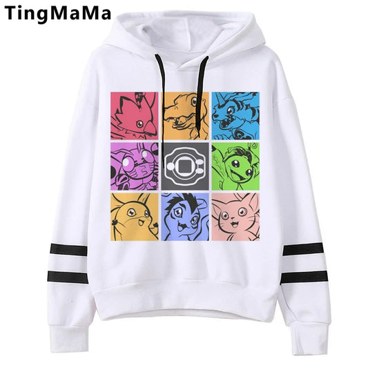 Anime Digimon Hoodies Men Graphic Streetwear Unisex Warm Sweatshirts
