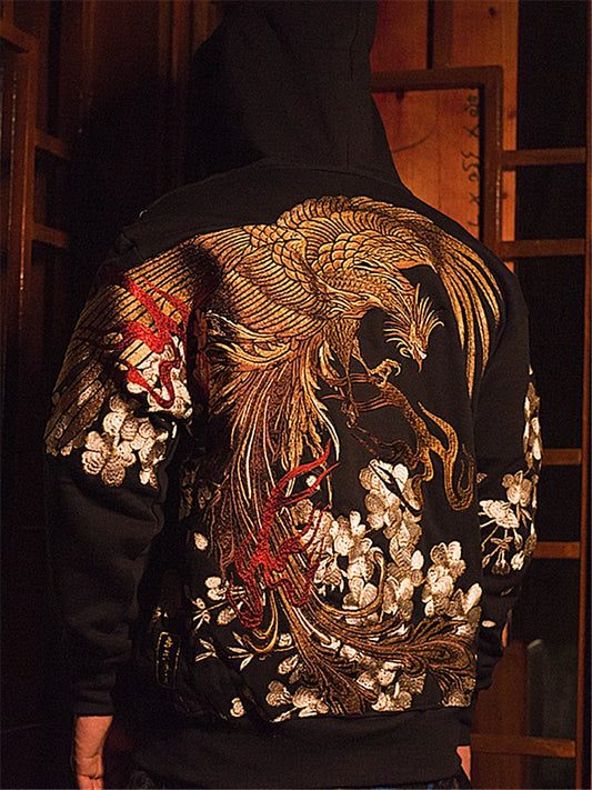 High Quality Heavy Work Coats Streetwear Yokosuka Phoenix Embroidery Jacket