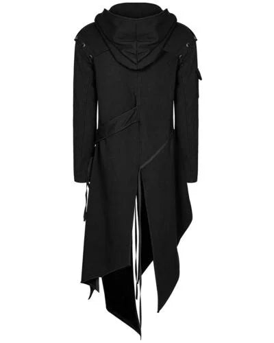 Men Gothic Trench Coat Hooded Cloak Men's Irregular Design Street Vintage Jackets