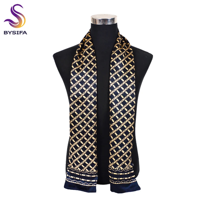 100% Printed Long Scarves Men Pure Silk Scarf160*26cm