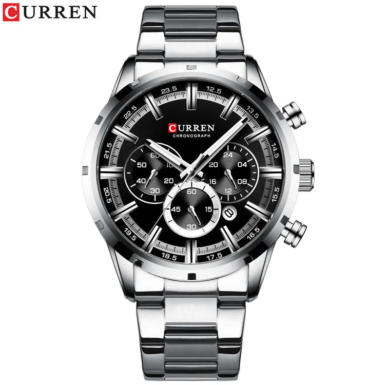 Men's Stainless Steel Band Date Waterproof Luxuries Wrist Watches