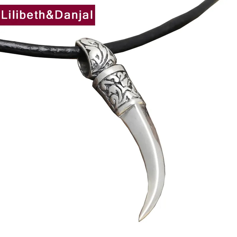 Wolf Tooth Charm Pendant 100% 925 Sterling Silver Pendant for Men