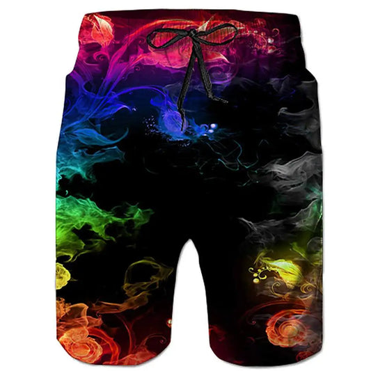 Colorful Smoke/Galaxy 3D Printed Men's Mesh Lining Breathable Beach Trunks