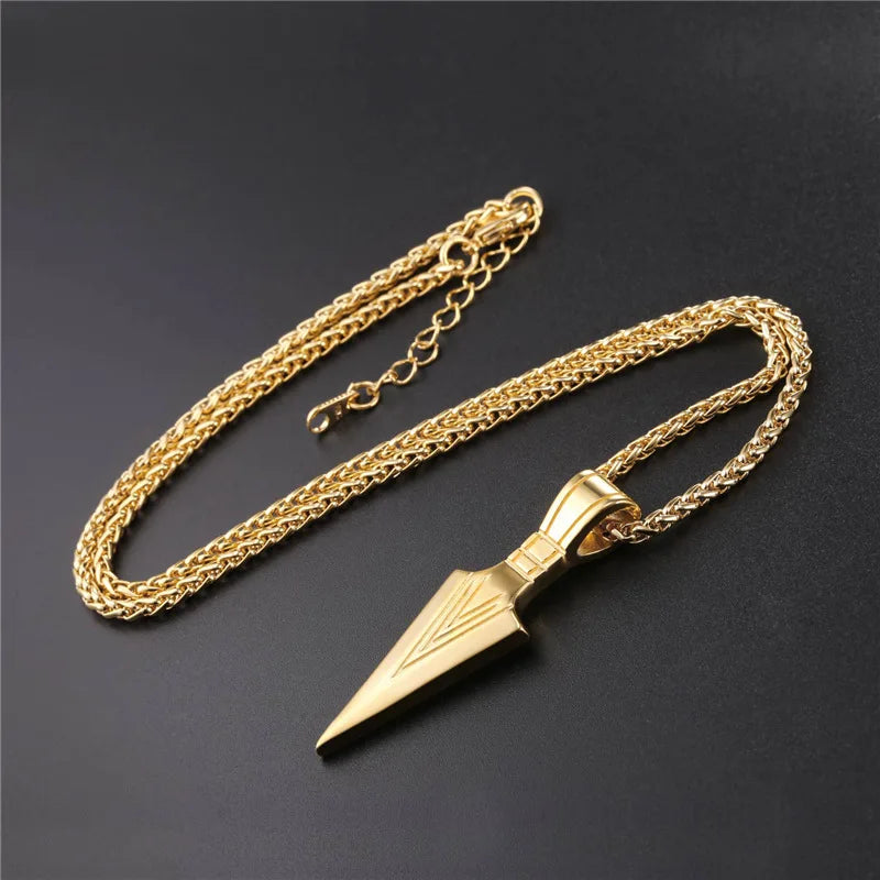 Spear Pendants Stainless Steel Retro Necklace Men Jewelry