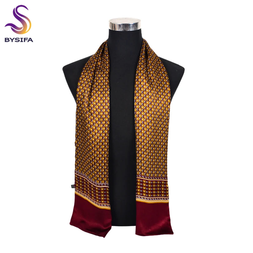 100% Printed Long Scarves Men Pure Silk Scarf160*26cm