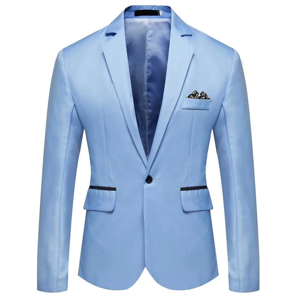 Men's Long Sleeve Single Button Slit Small Suiting Jacket Comfortable Fit