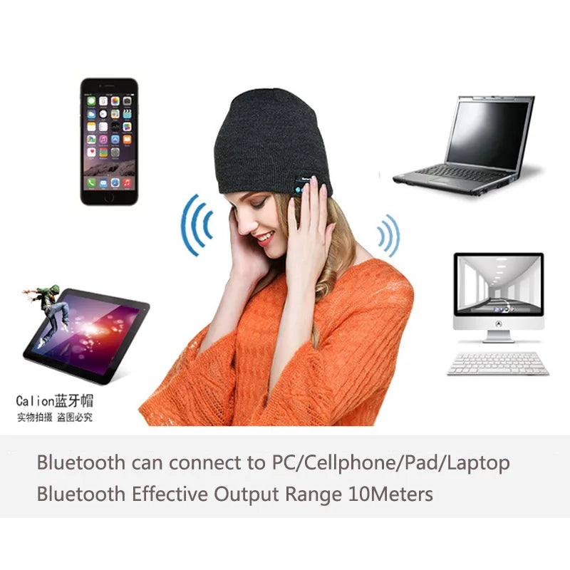 Wireless Bluetooth, washable warm unisex Knit Beanie, Hands free Headset