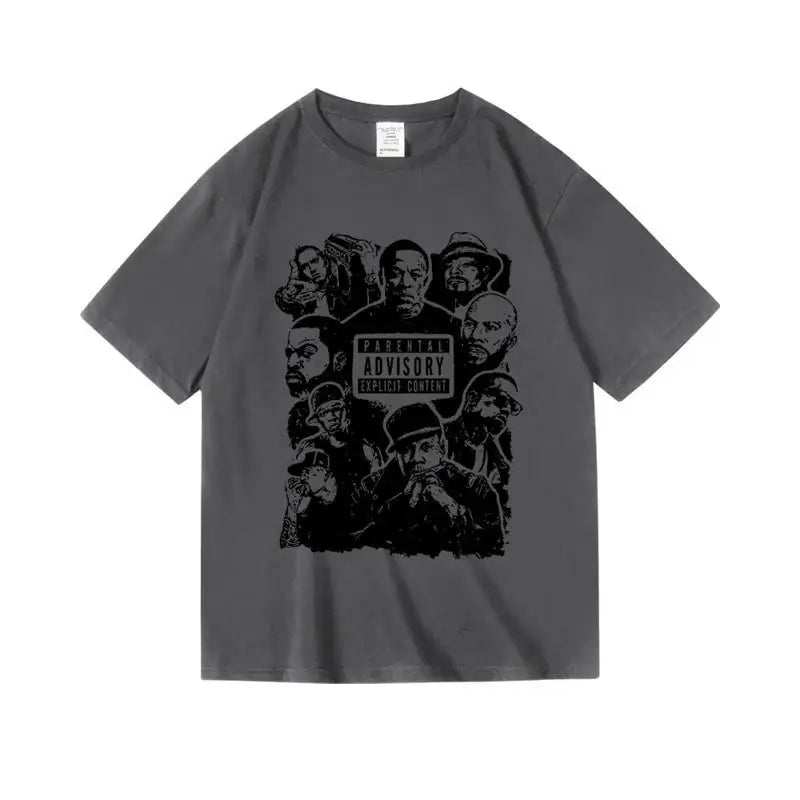 West Coast Hip Hop Loose Cotton Short Half Sleeve T-Shirt Men's Street Casual Top