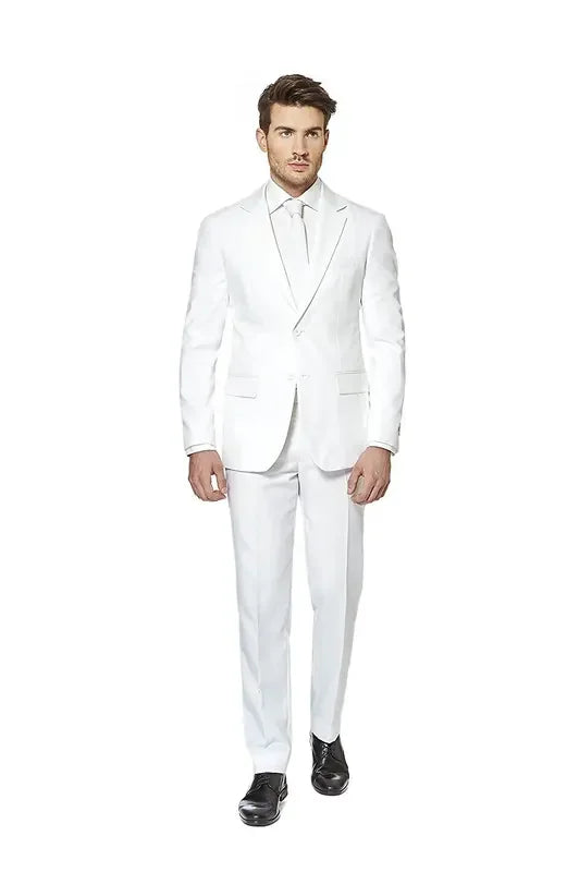 2-Piece White Slim Fit Men's Suit Notch Lapel Two Buttons Tuxedos Set