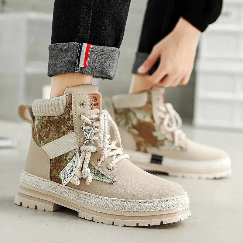 Men Shoes Hiking Retro Design Outdoor Man Casual High Tops boots