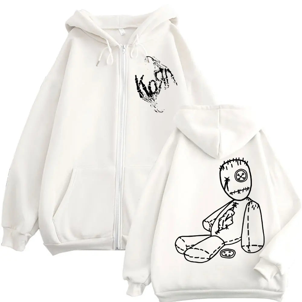 Korn Rock Band Merch 100% cotton Print Zipper Hoodie Album Issues High Quality Fashion